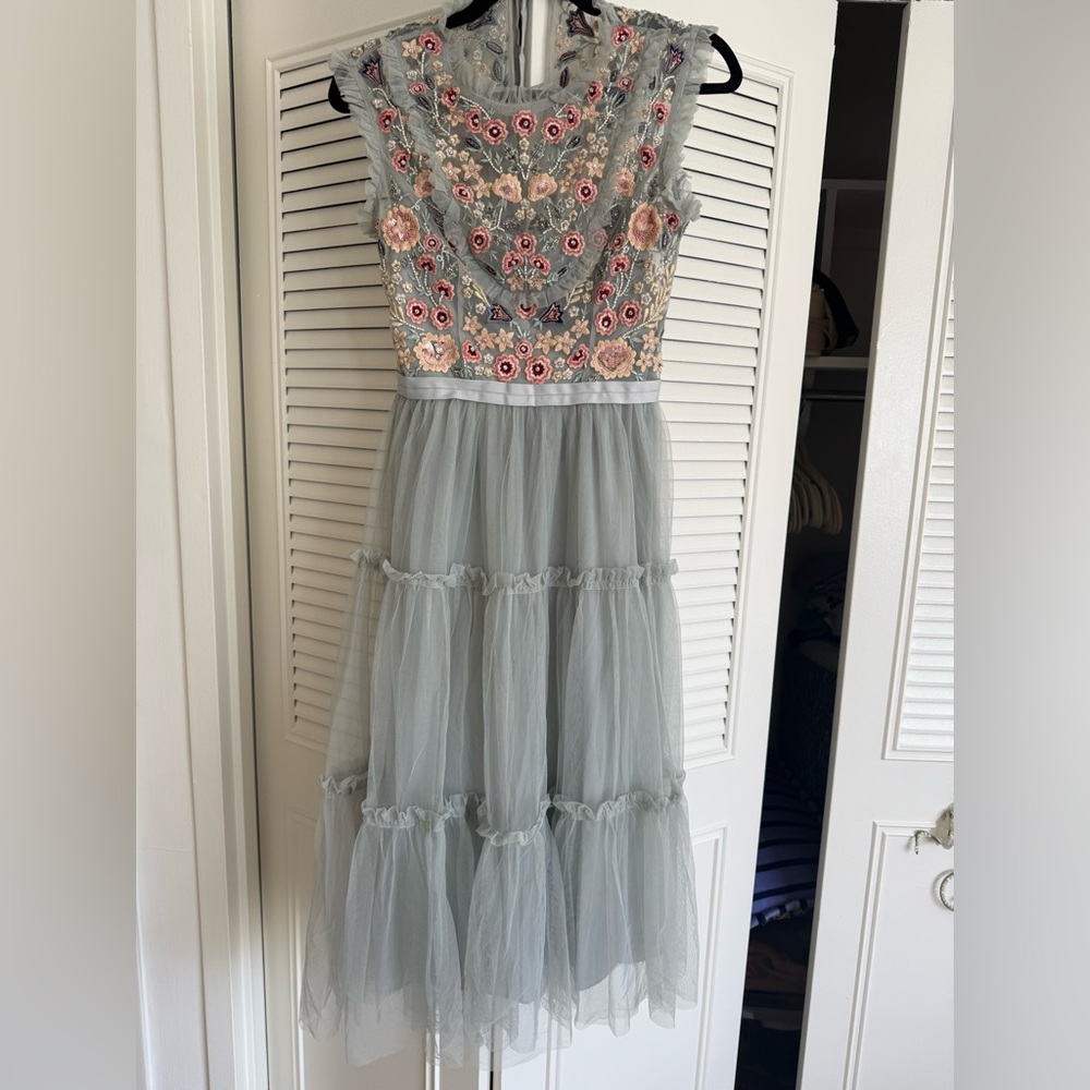Needle & Thread Floral Embroidered Tulle Dress